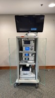 STRYKER 1588 ARTHROSCOPY TOWER TO INCLUDE: 1588 AIM CAMERA, SDC3 HD INFORMATION MANAGEMENT SYSTEM, L9000 LED LIGHT SOURCE, SYNK WIRELESS TRANSMITTER , PNEUMO SURE, HIGH FLOW INSUFFLATOR, SDP1000 PRINTER AND 32" 4K DISPLAY WITH COVER ON CART LOCATED AT: LO