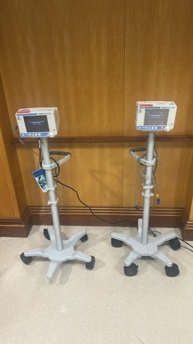 ORIDION CAPNOSTREAM 20 PATIENT MONITORS ON STAND (QTY. 2)