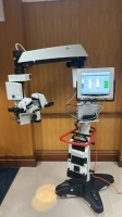 LEICA M844 SURGICAL MICROSCOPE W/ 4 OBJECTIVE LENSES AND 1 OCULAR LENS WITH LEICA 1045170 ATTACHMENT WTH 2 OBJECTIVE LENSES