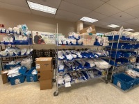 LOT OF ASSORTED DISPOSABLES (B BRAUM IV SUPPLIES, MEDLINE IV START KIT, ANTI-EMBOLISM STOCKINGS, SECURITY BELT, BLOOD PRESSURE CUFFS, UROLOGY TOTAL ONE LAYER TRAY, PERSONAL HYGIENE SUPPLIES, HOSPITAL SOCKS) LOCATED AT: LOCATED AT: 175 E CHESTER PIKE, RIDL