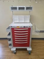 WATERLOO SUPPLY CART, 7 DRAWER, LOCKING, COMBO, OVERHEAD STORAGE, RED LOCATED AT: LOCATED AT: 1 MEDICAL CENTER BLVD, CHESTER, PA 19013 4/P4 HALL