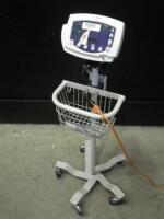 WELCH ALLYN 53N0P VITAL SIGNS MONITOR WITH SPO2 CABLE ON ROLLING STAND