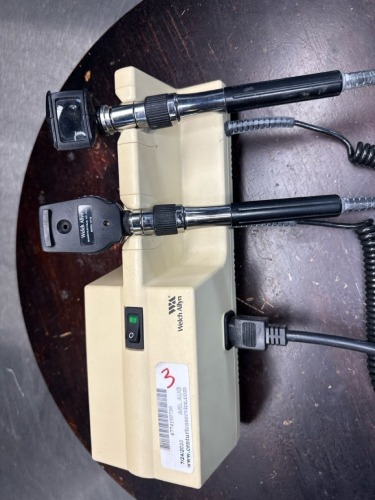 WELCH ALLYN 767 TRANSFORMER OTOSCOPE/OPHTHALMOSCOPE W/HANDLES/HEADS