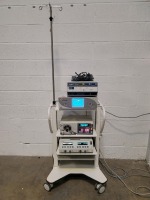 ARTHREX SURGERY SYSTEM ON ROLLING STAND TO INCLUDE ARTHREX RF-8300 CONTROL CONSOLE W/FOOT SWITCH S#621339, ARTHREX AR-9800 SYNERGY RF CONSOLE S#CM1124I16, ARTHREX AR-6475 ARTHROSCOPY PUMP S#NX4460SC, ARTHREX O.P.E.S. S#AR4610013