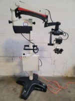 LEICA M400-E , XL 300-HL150 SURGICAL MICROSCOPE TO INCLUDE DUAL MOUNT BINOCULARS WITH EYEPIECES BOTH (15,X) ON ROLLING STAND