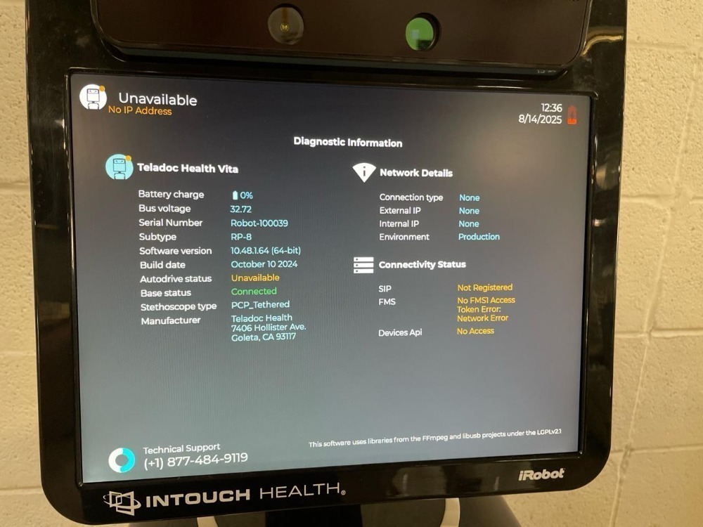 Ntouch Remote INTOUCH TECHNOLOGIES VITA TELEPRESENCE ROBOT KIOSK FOR REMOTE PATIENT CARE