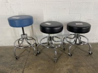 LOT OF 3 EXAM STOOL