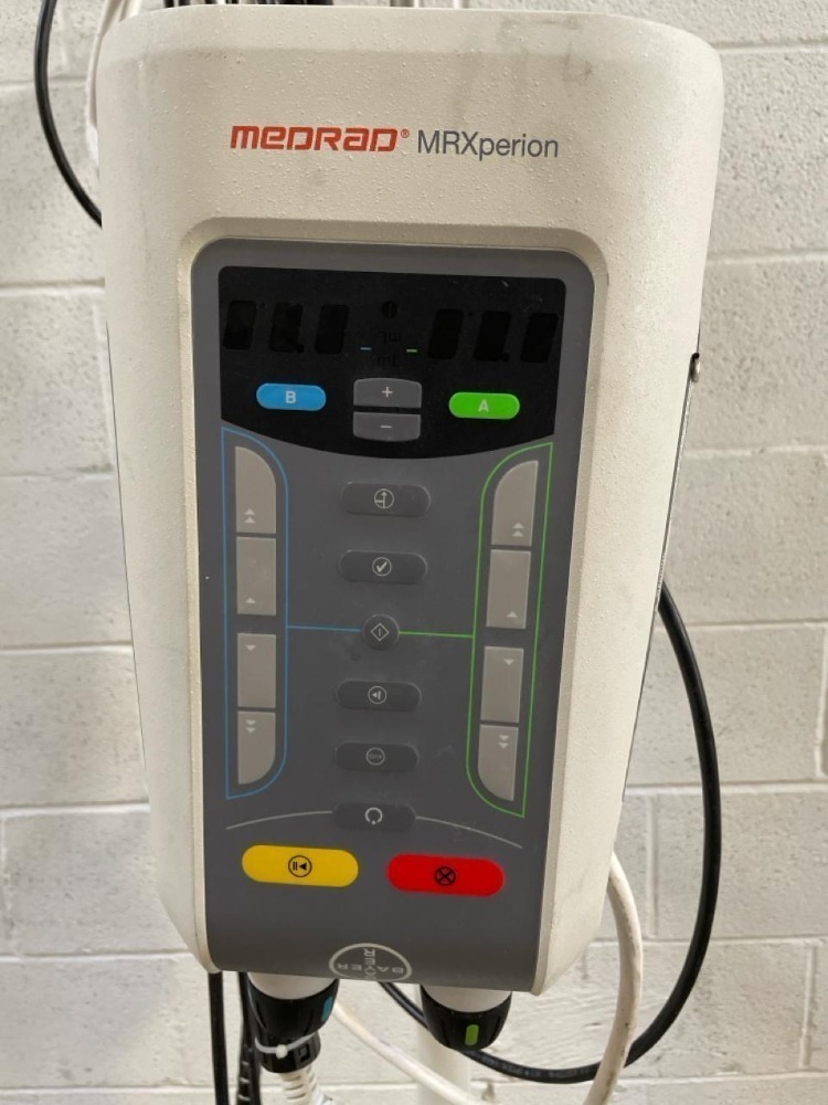 BAYER MEDRAD MRXPERION MR INJECTION SYSTEM ON ROLLING STAND