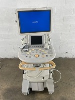 PHILIPS IU22 ULTRASOUND MACHINE ON ROLLING STAND(DOM: JULY 2000?, SERIAL #02RC8H)(5 PROBES: 9L4, C5-2, L9-3, 6C1 HD, 4V1C)
