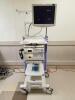 OLYMPUS EVIS EXERA II 180 ENDOSCOPY TOWER TO INCLUDE: EVIS EXERA II CV-180 IMAGE SOURCE, CLV-180 LIGHT SOURCE, OEP 4 PRINTER, MAJ-1430 PIGTAIL WITH FOOT PEDAL, SONY 19" MONITOR ON CART