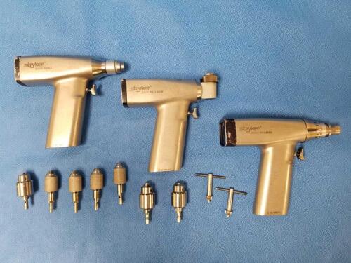 STRYKER POWERED INSTRUMENT SET TO INCLUDE: 2102 DRILL, 2108 SAGITAL SAW, 2104 REAMER, (2) 277-82-200 AND 277-84-131 REAMER AND JACOBS CHUCK