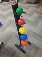 HEAVY MED MEDICINE BALL RACK AND BALLS