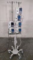 HOSPIRA PLUM A+ (6) INFUSION PUMPS ON ROLLING STAND