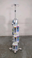 HOSPIRA LIFECARE PCA (6) INFUSION PUMPS ON ROLLING STAND