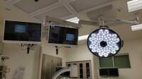 STRYKER VISUM DUAL MOUNT WITH SINGLE VISUM LED SURGICAL LIGHT AND (2) VISIONPRO MONITORS