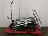 LOT OF VARIOUS ITEMS (WALKERS, WHEELCHAIR) NO CART