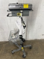 RESMED S9 & H5I CPAP DEVICE W/HEATED HUMIDIFIER ON ROLLING STAND S#23141595234, S#22141197573