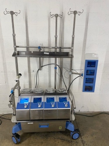 SORIN 4 PUMP HEART/LUNG PERFUSION SYSTEM ON ROLLING STAND W/CONTROLLER