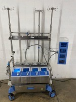 SORIN 4 PUMP HEART/LUNG PERFUSION SYSTEM ON ROLLING STAND W/CONTROLLER