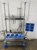 SORIN 4 PUMP HEART/LUNG PERFUSION SYSTEM ON ROLLING STAND W/CONTROLLER