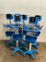 GE DINAMAP /PTOCARE V100 VITAL SIGNS MONITOR W/ LEAD AND PROBE ON ROLLING STAND, QTY.5