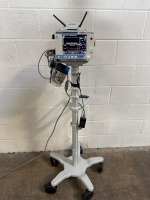 MICROSTREAM CAPNOSTREAM 20P PATIENT MONITOR W/ LANTRONIX WIRELESS DEVICE ON ROLLING STAND
