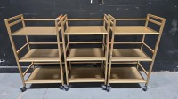 LOT OF (3) AMERIWOOD HOME 3 SHELF METAL ROLLING UTILITY CARTS