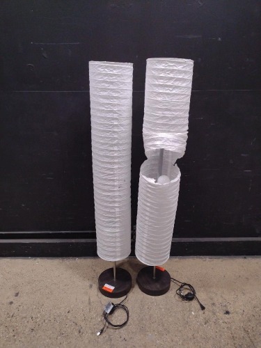 LOT OF (2) PAPER CYLINRICAL FLOOR LAMPS