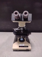 OLYMPUS BH-2 LAB MICROSCOPE W/ WHK10X20L, WHK10X20L EYEPIECE, 3 OBJECTIVES