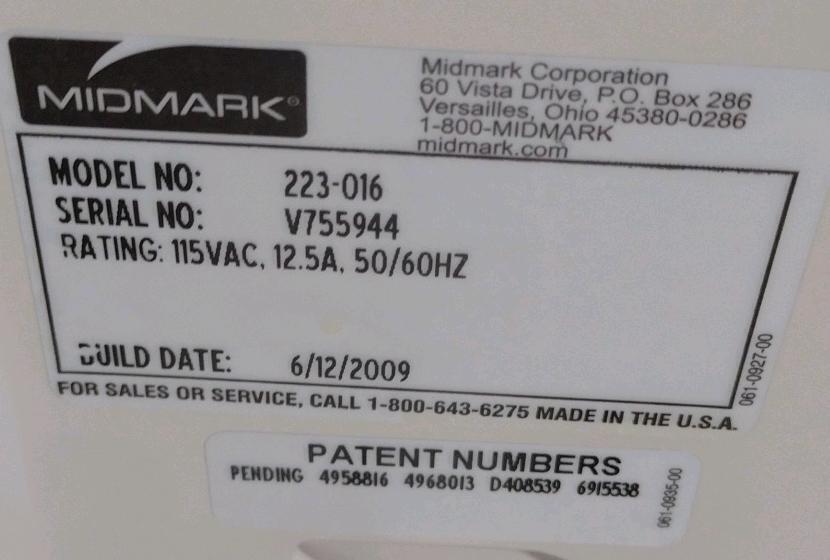 RITTER/MIDMARK 223 POWER EXAM TABLE WITH FOOT CONTROL