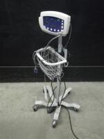 WELCH ALLYN 53NOP VITAL SIGNS MONITOR WITH CABLES (SPO2 AND BP) ON ROLLING STAND