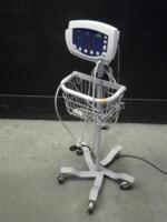 WELCH ALLYN 53NOP VITAL SIGNS MONITOR WITH CABLES (SPO2 AND BP) ON ROLLING STAND