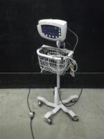 WELCH ALLYN 53NOP VITAL SIGNS MONITOR WITH CABLES (SPO2 AND BP) ON ROLLING STAND