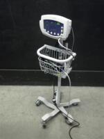 WELCH ALLYN 53NOO VITAL SIGNS MONITOR WITH CABLES (SPO2 AND BP) ON ROLLING STAND