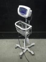 WELCH ALLYN 53NOP VITAL SIGNS MONITOR WITH CABLES (SPO2) ON ROLLING STAND