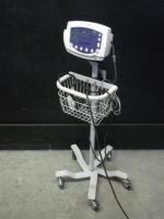 WELCH ALLYN 53NOO VITAL SIGNS MONITOR WITH CABLES (SPO2) ON ROLLING STAND