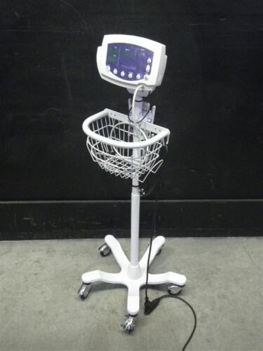 WELCH ALLYN 53NOO VITAL SIGNS MONITOR WITH CABLES (BP) ON ROLLING STAND