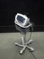 WELCH ALLYN 53NOO VITAL SIGNS MONITOR WITH CABLES (SPO2 AND BP) ON ROLLING STAND