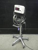 PROTOCOL SYSTEMS QUIK SIGNS PATIENT MONITOR WITH CABLES (SPO2, BP) ON ROLLING STAND