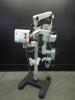 LEICA M690 SURGICAL MICROSCOPE WITH SINGLE BINOCULARS (10X/21B) WITH VIEWING ATTACHMENT (10X/21B), BOTTOM LENS (F=200) ON ROLLING STAND