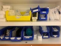 CONTENTS OF CABINETS TO INCLUDE: SIRYNGES, BANDAGES, TUBING & GOWNS