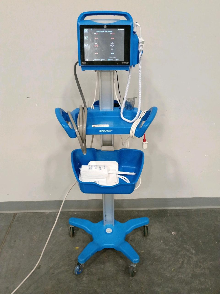 GE DINAMAP VC150 VITAL SIGNS MONITOR ON ROLLING STAND