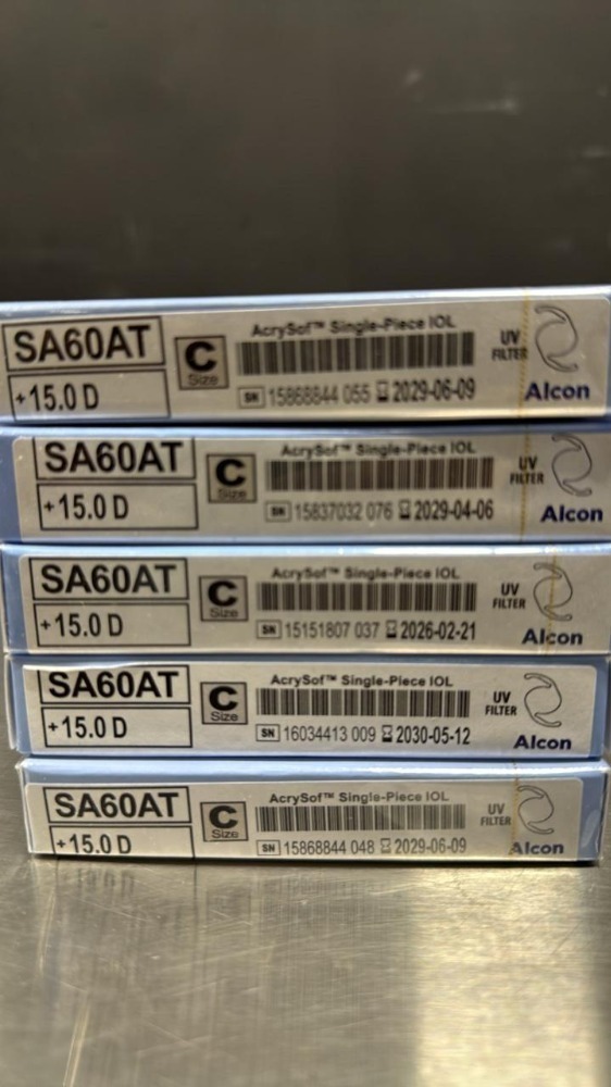 ALCON SA60AT ACRYSOF SINGLE-PIECE IOL 15D QTY 5 EXP: IN DATE RANGE OF ...