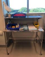 FUTURE HEALTH CONCEPTS ROLLING WORKTABLE W/ OVERHEAD SHELF & MAGNIFIED SPOTLIGHT