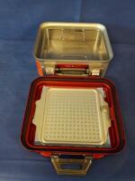 V MUELLER CD1-5C 1/2 LENGTH 5" DEEP STERILIZATION CONTAINER W/ LID (RED)