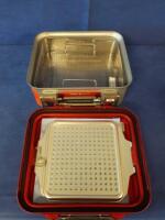 V MUELLER CD1-5C 1/2 LENGTH 5" DEEP STERILIZATION CONTAINER W/ LID (RED)