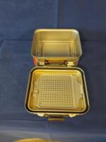 V MUELLER CD1-5C 1/2 LENGTH 5" DEEP STERILIZATION CONTAINER W/ LID (YELLOW)