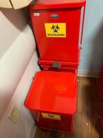 LOT OF 3 RUBBERMAID ST7 BIOHAZARD WASTE CONTAINERS