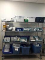 CART AND CONTENTS TO INCLUDE: NEURO SPONGES, DRAPES AND INSTRUMENT POUCHES