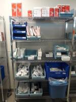 CART AND CONTENTS TO INCLUDE: BIPOLAR CORDS, SYRINGES AND DRESSING